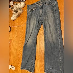 American Eagle Straight Leg Low/Mid Rise Mid Wash Baggy Jeans
